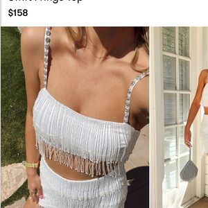Show Me Your MuMu White Fringe Mini two piece 

Skort and top. Sold together